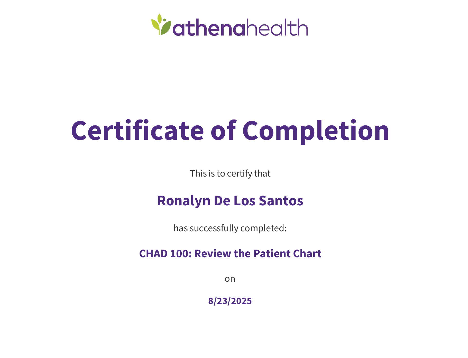 Athena Patient Chart