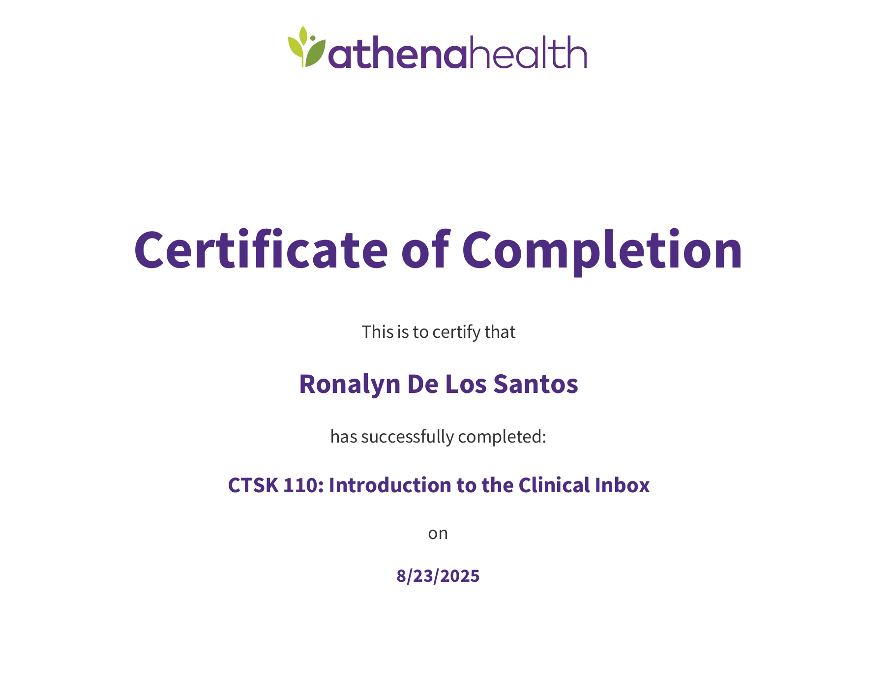 Athena Clinical Inbox