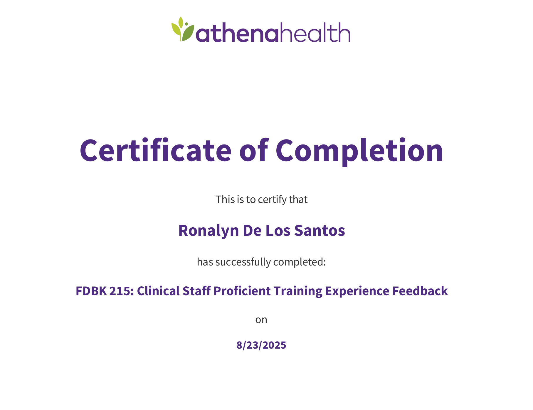 Athena Training Experience