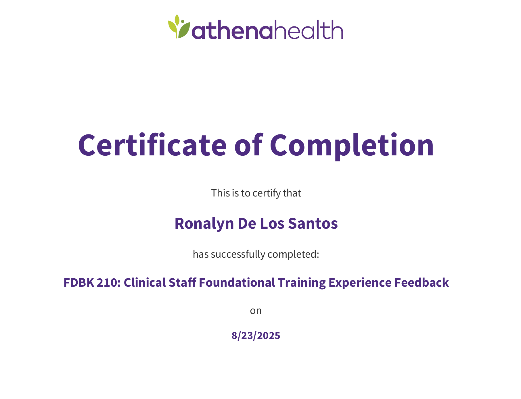 Athena Training Experience