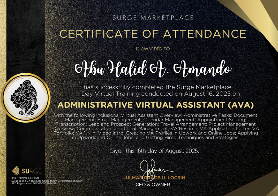Administrative Virtual Assistant Training