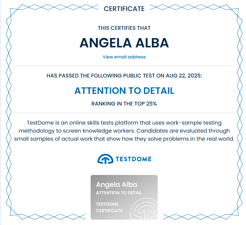 Attention to Detail Certificate
