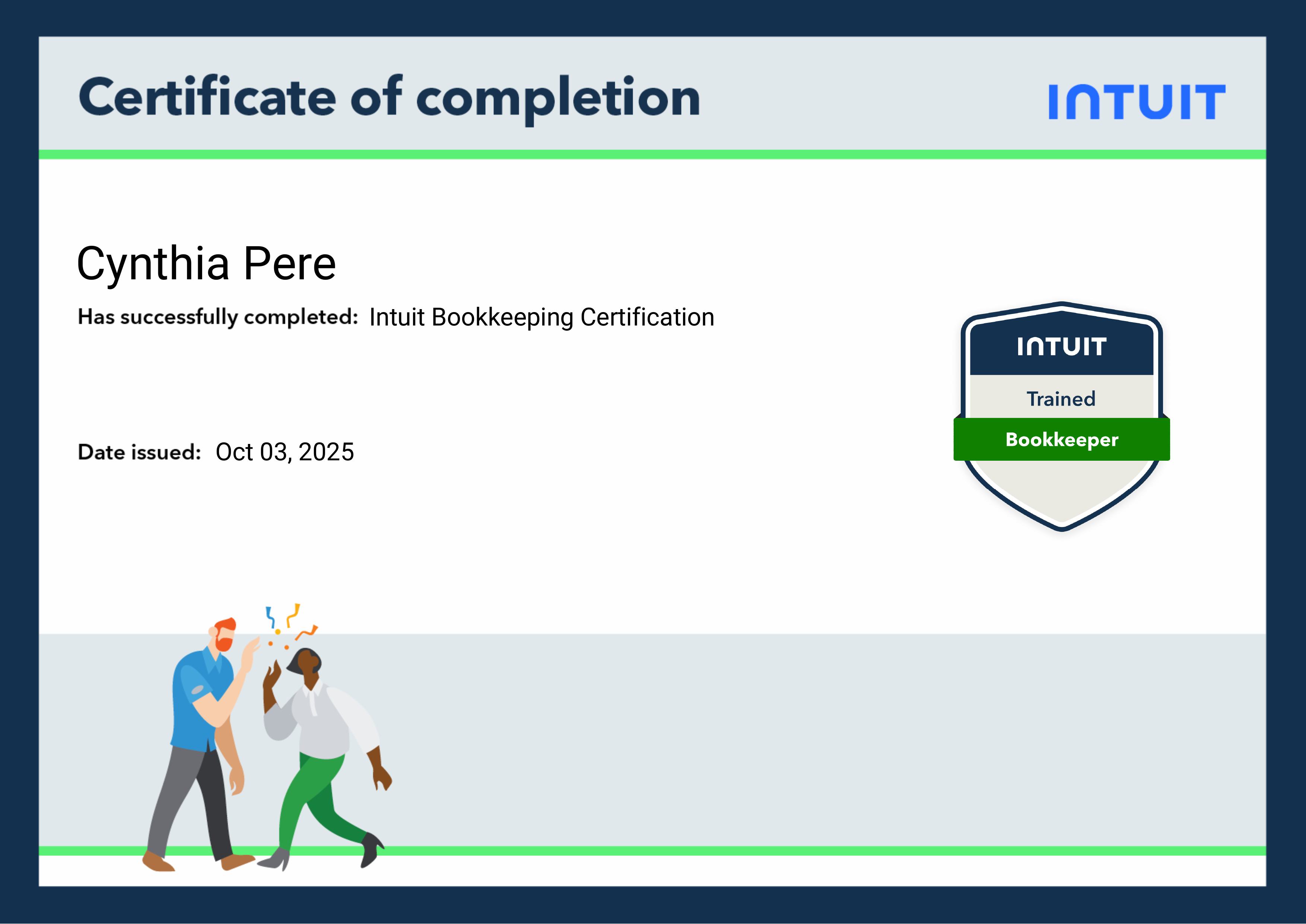 QuickBooks Bookkeeping Certificate