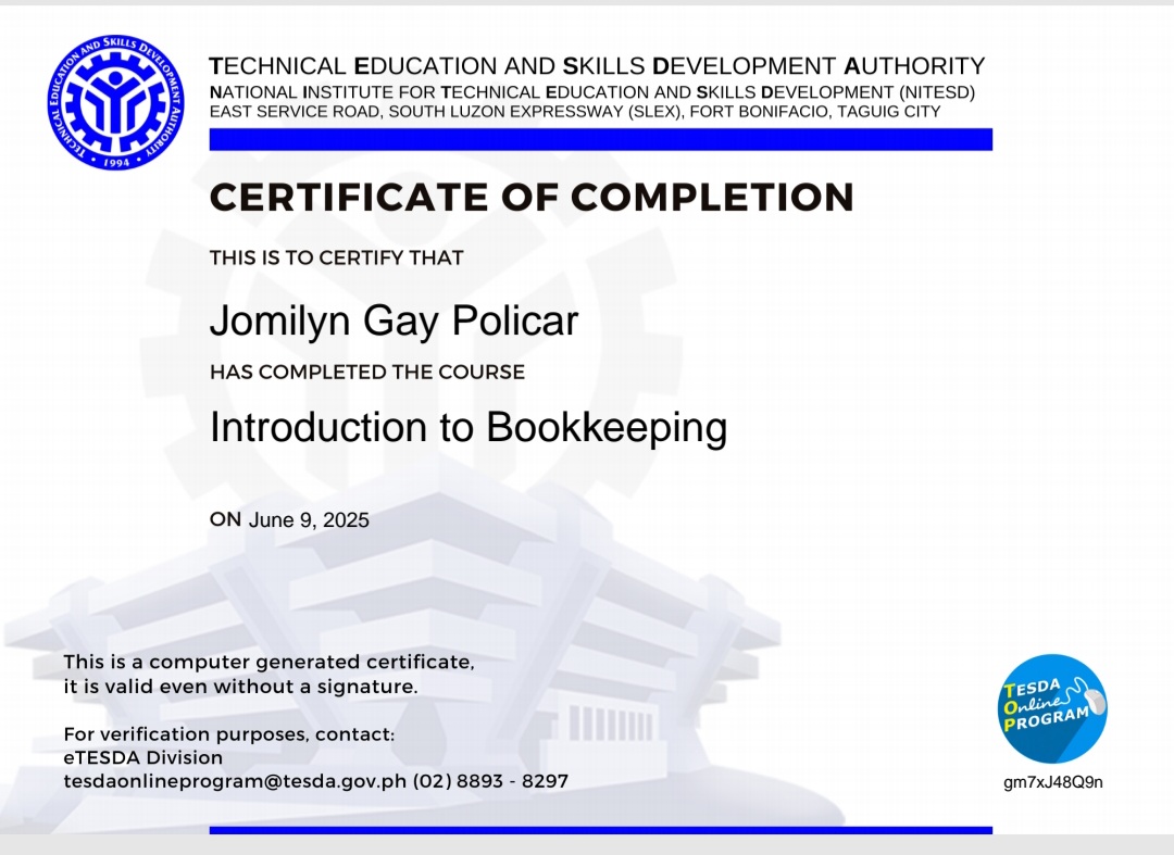TESDA Bookkeping