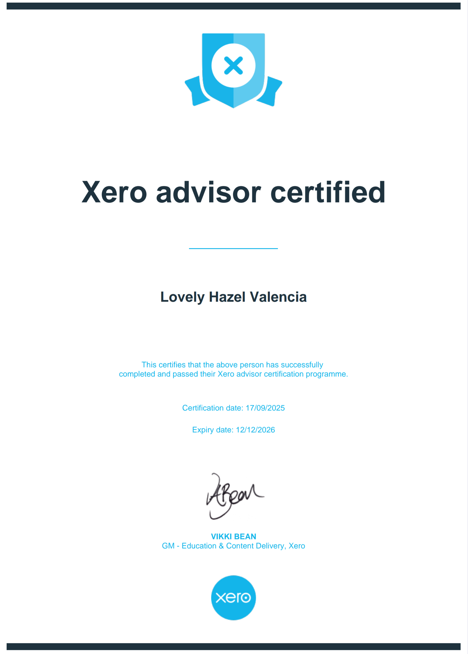 Xero Advisor Certificate