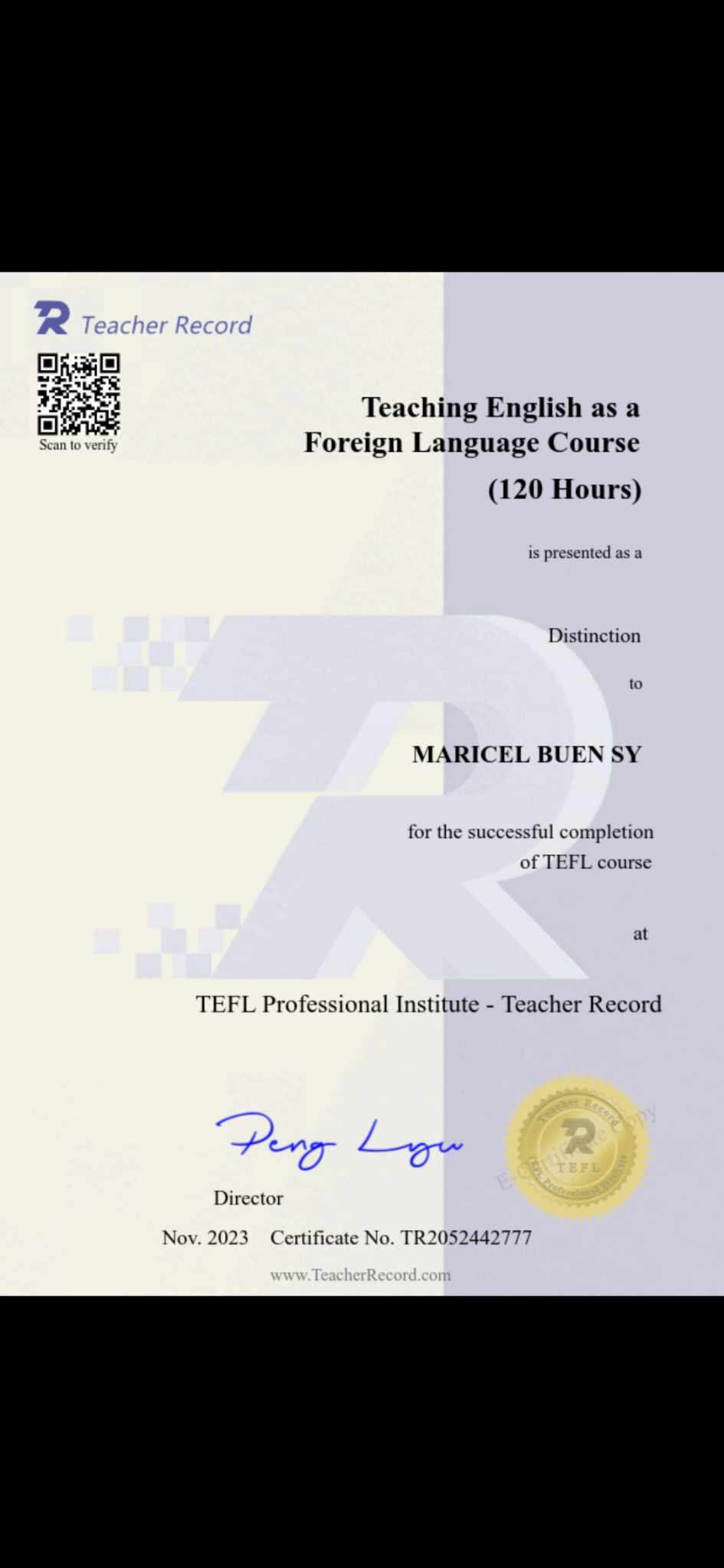 TEFL certificate
