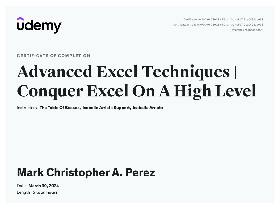 Advanced Excel Techniques – Udemy | March 2024