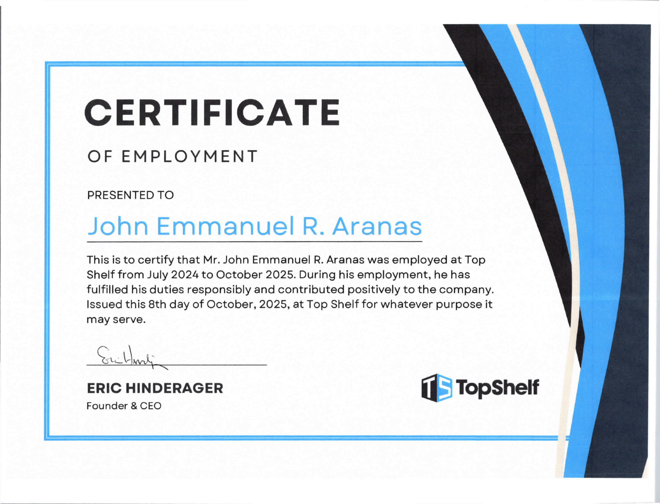 COE- TopShelf