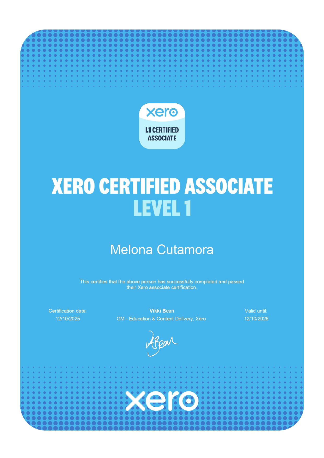 Xero Certified Associate Level 1 Certification