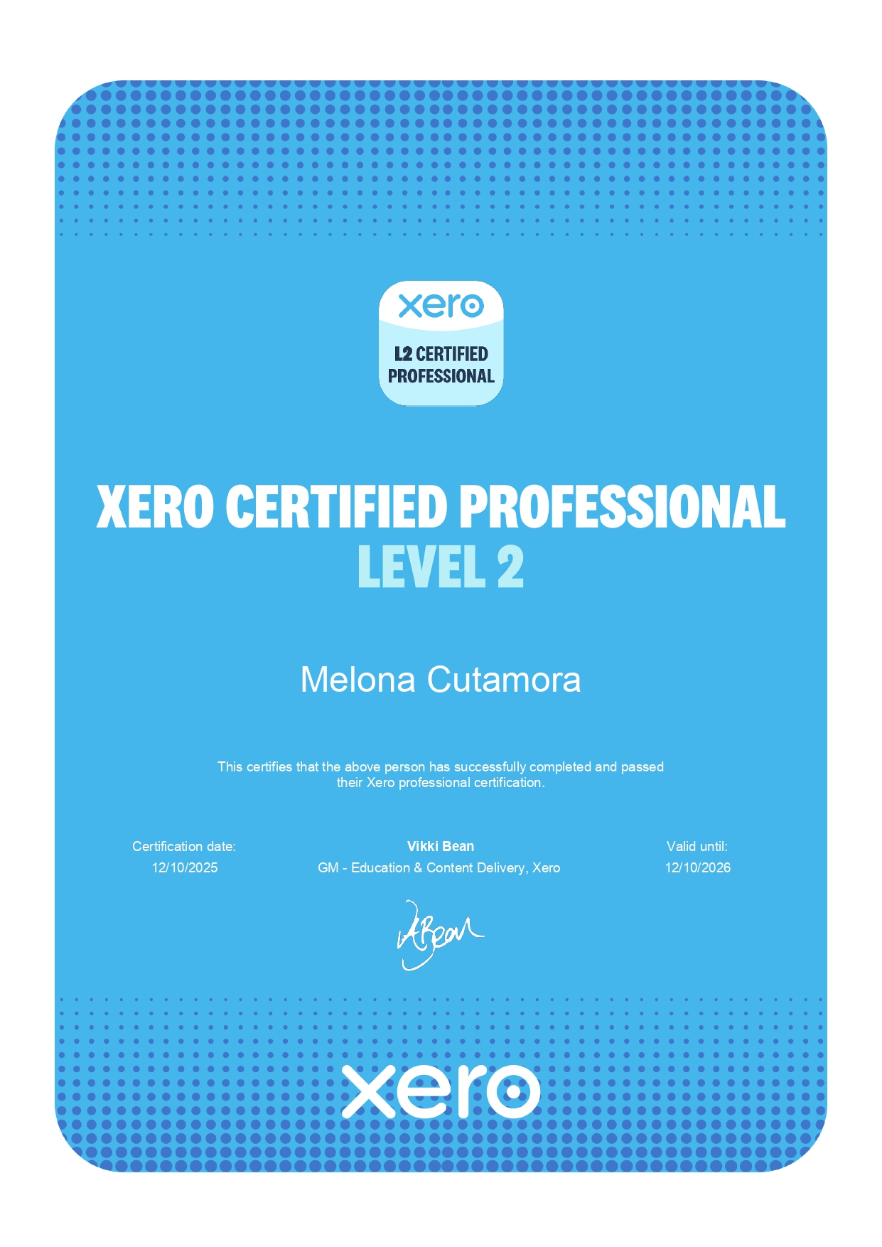 Xero Certified Professional Level 2 Certification