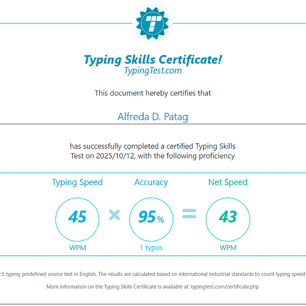 Typing Test Result