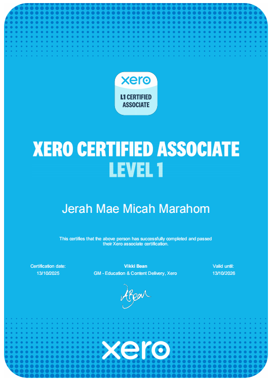 Xero Certified Associate Level 1