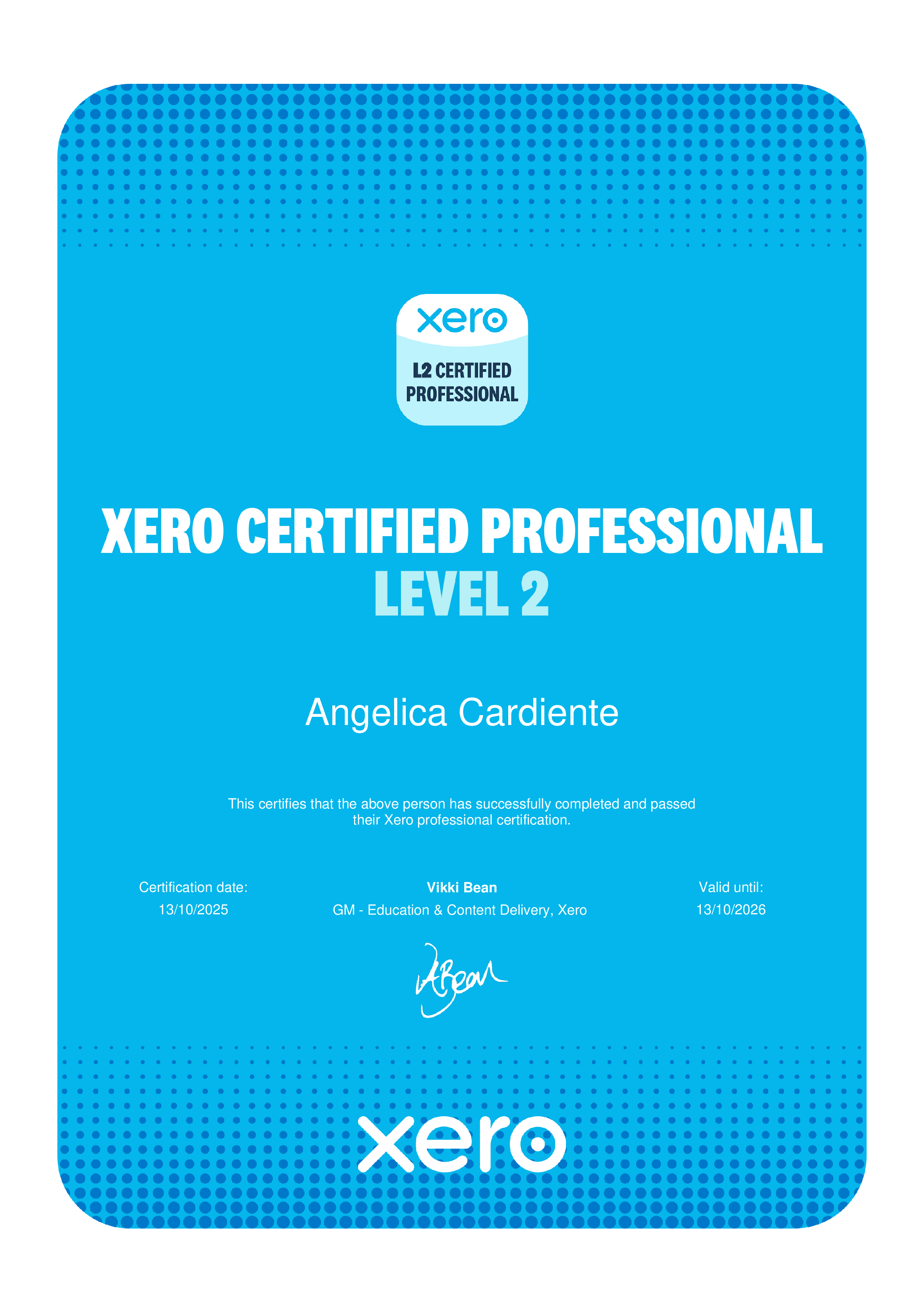 XERO CERT. PROFESSIONAL LEVEL 2