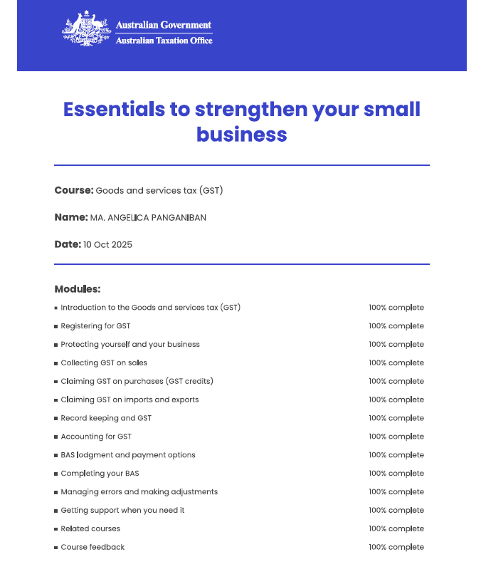 Australian Taxation Office (GST Course)