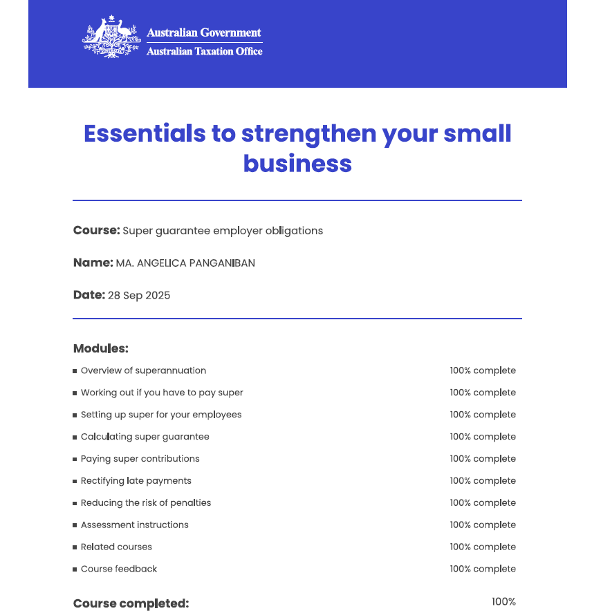 Australian Taxation Office (Super Annuation Course)