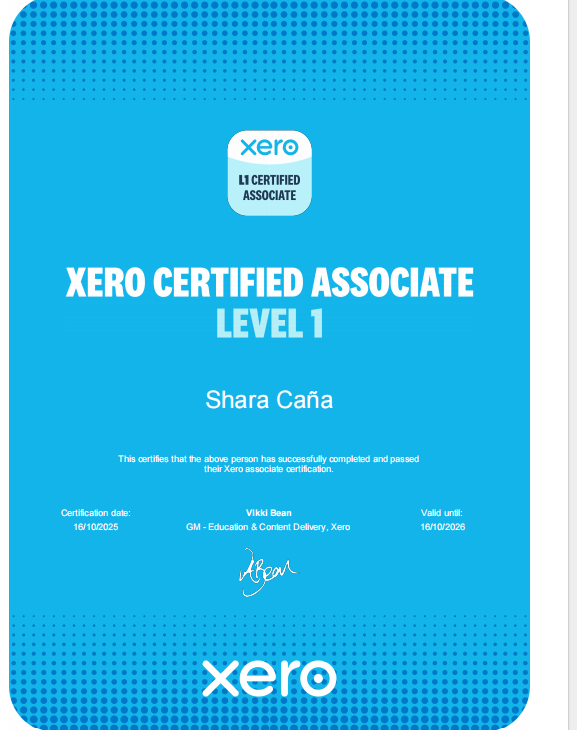 Xero Certified Associate_Level 1_Cert