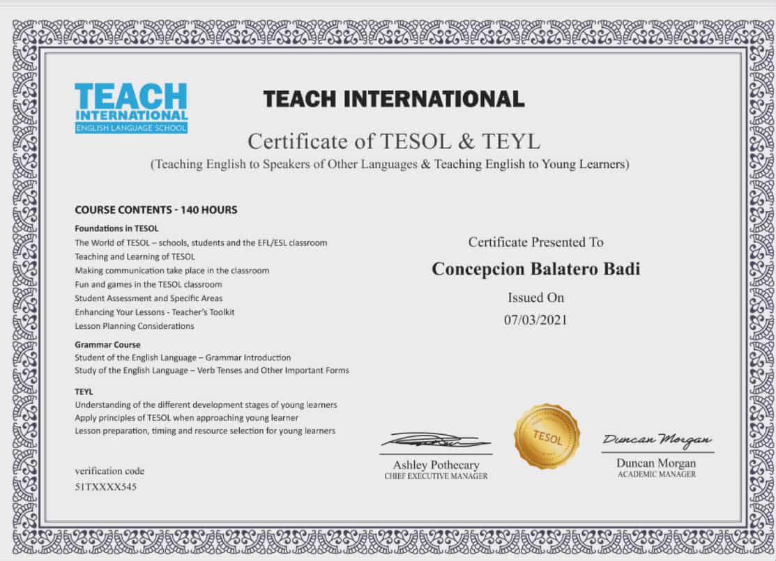 Teaching English to Speakers of Other Languages & Teaching English to Young Learners