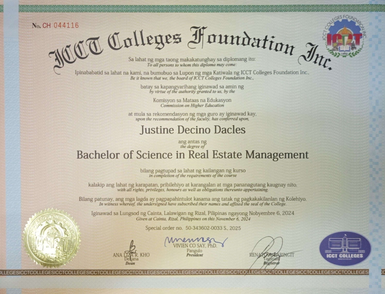 Bachelor of Science in Real Estate Management
