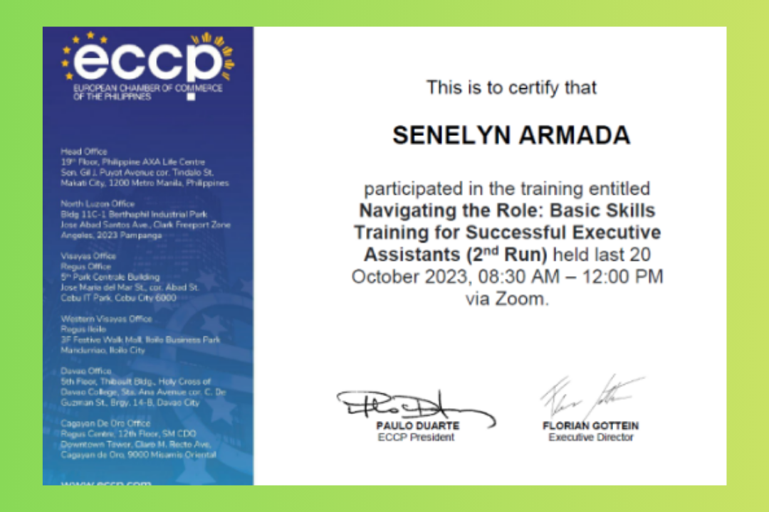 ECCP - Navigating the Role: Basic Skills Training for Successful Executive Assistants