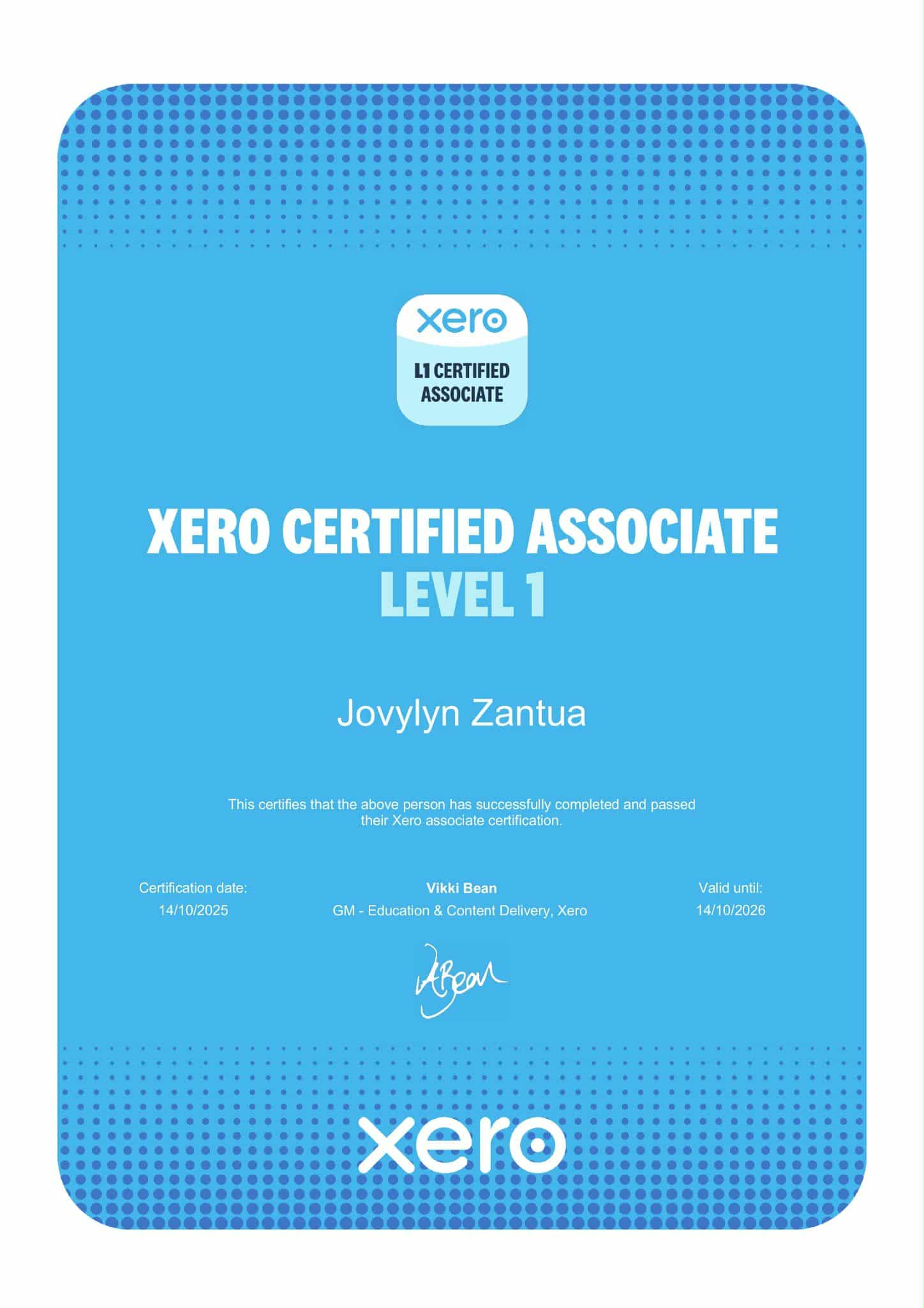 Xero Certified Associate- Level 1