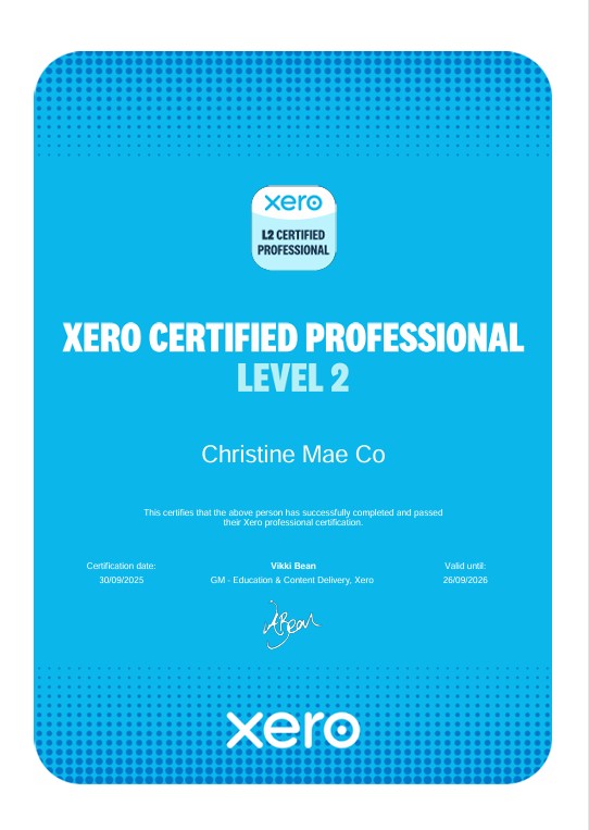 Xero Associate Lv. 2 Certificate