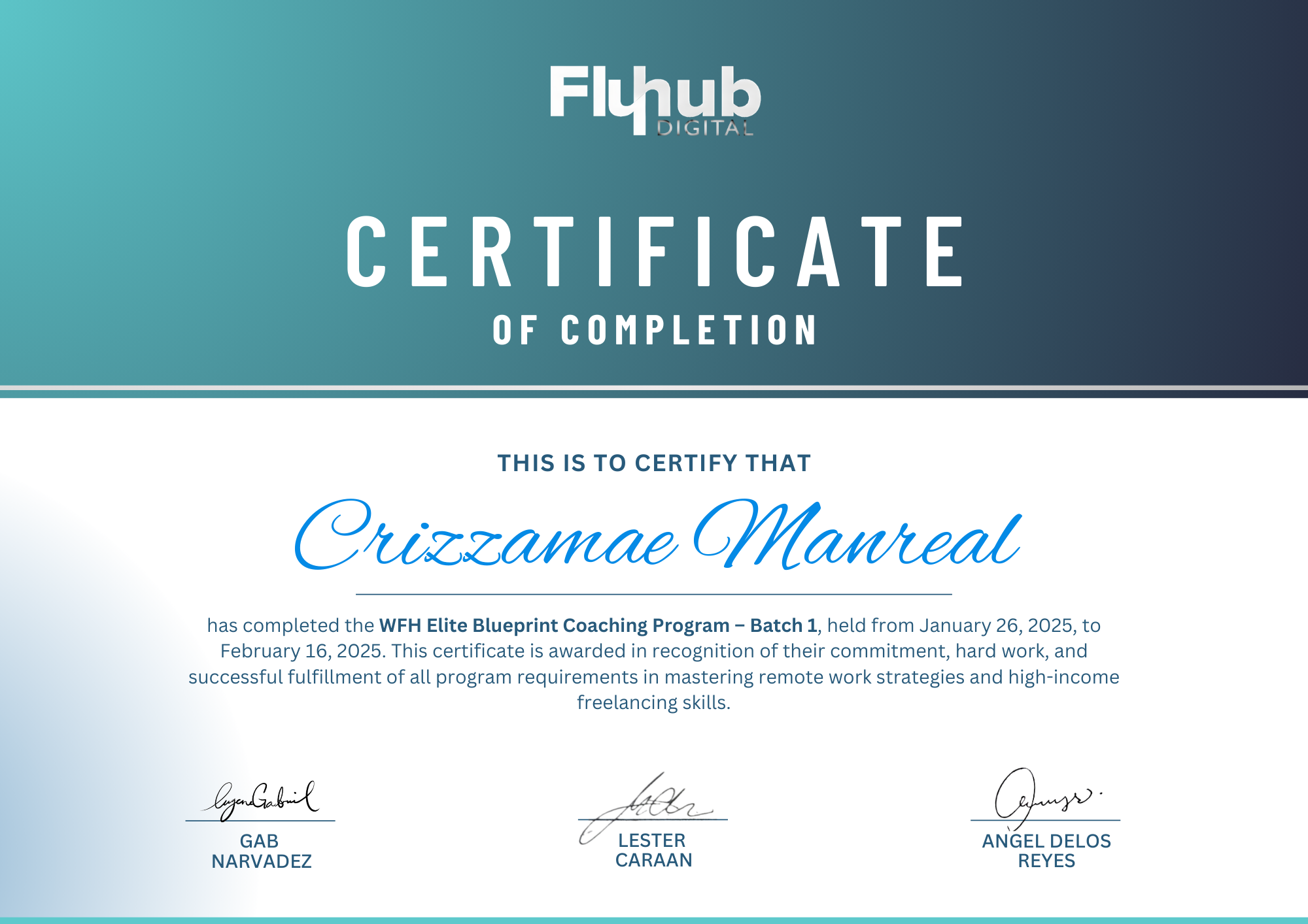 Certificate of Completion