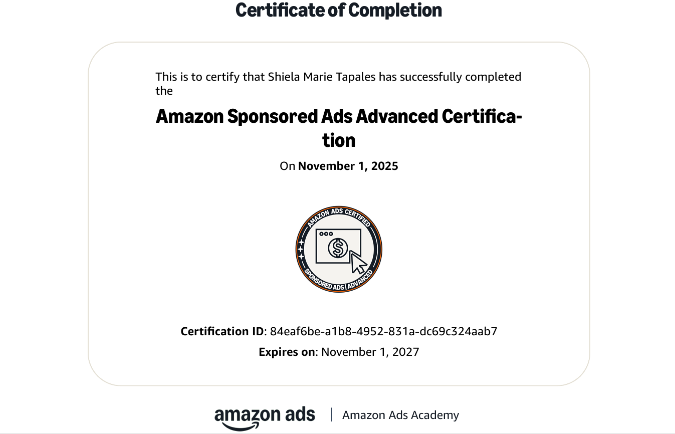 Amazon Sponsored Ads Advanced Certification