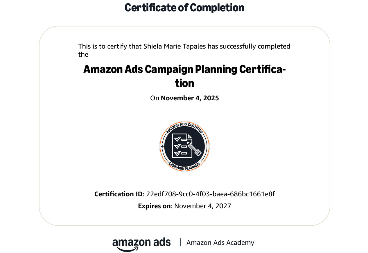 Amazon Ads Campaign Planning Certification