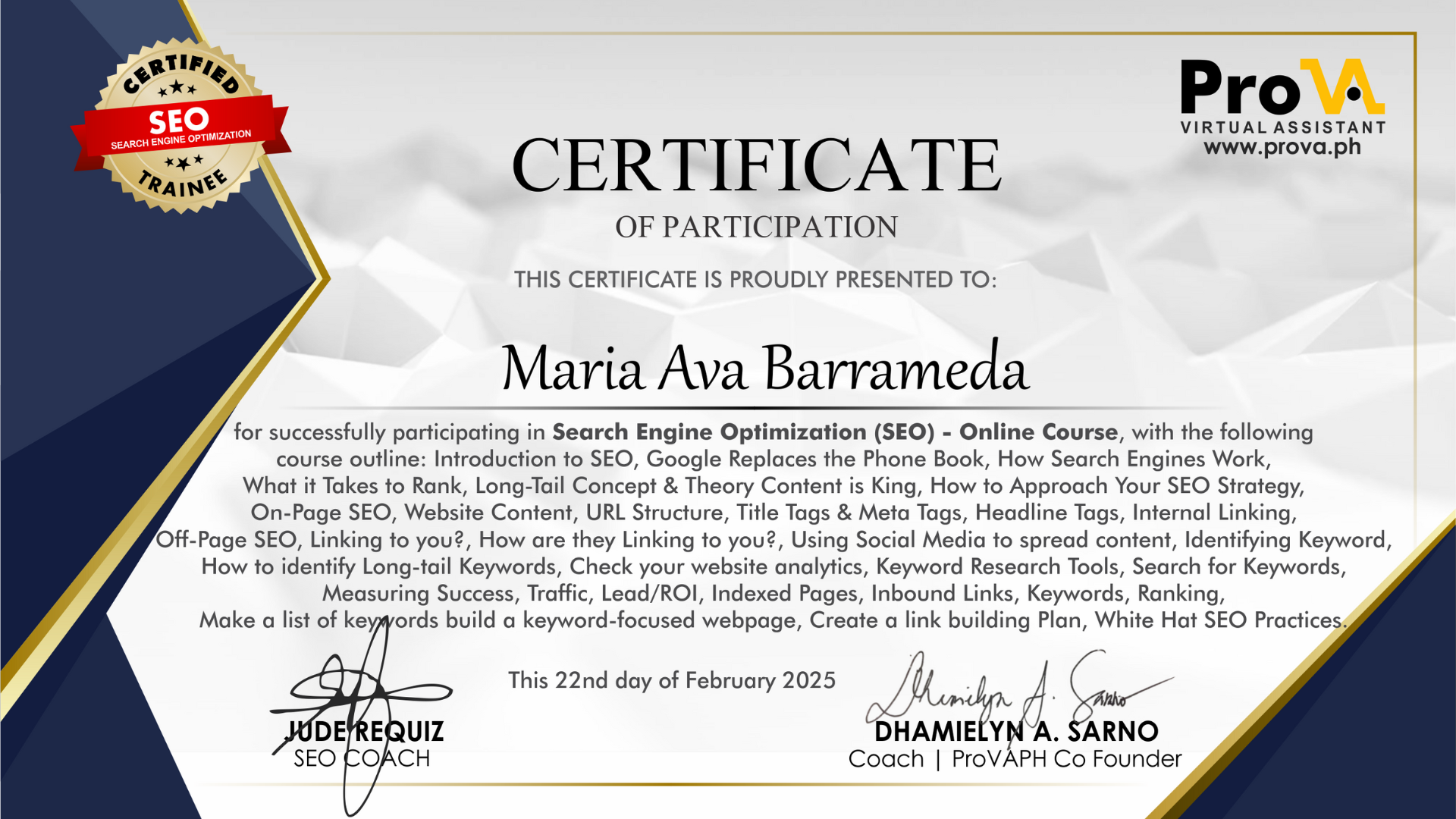 Search Engine Optimization (SEO) – Online Course