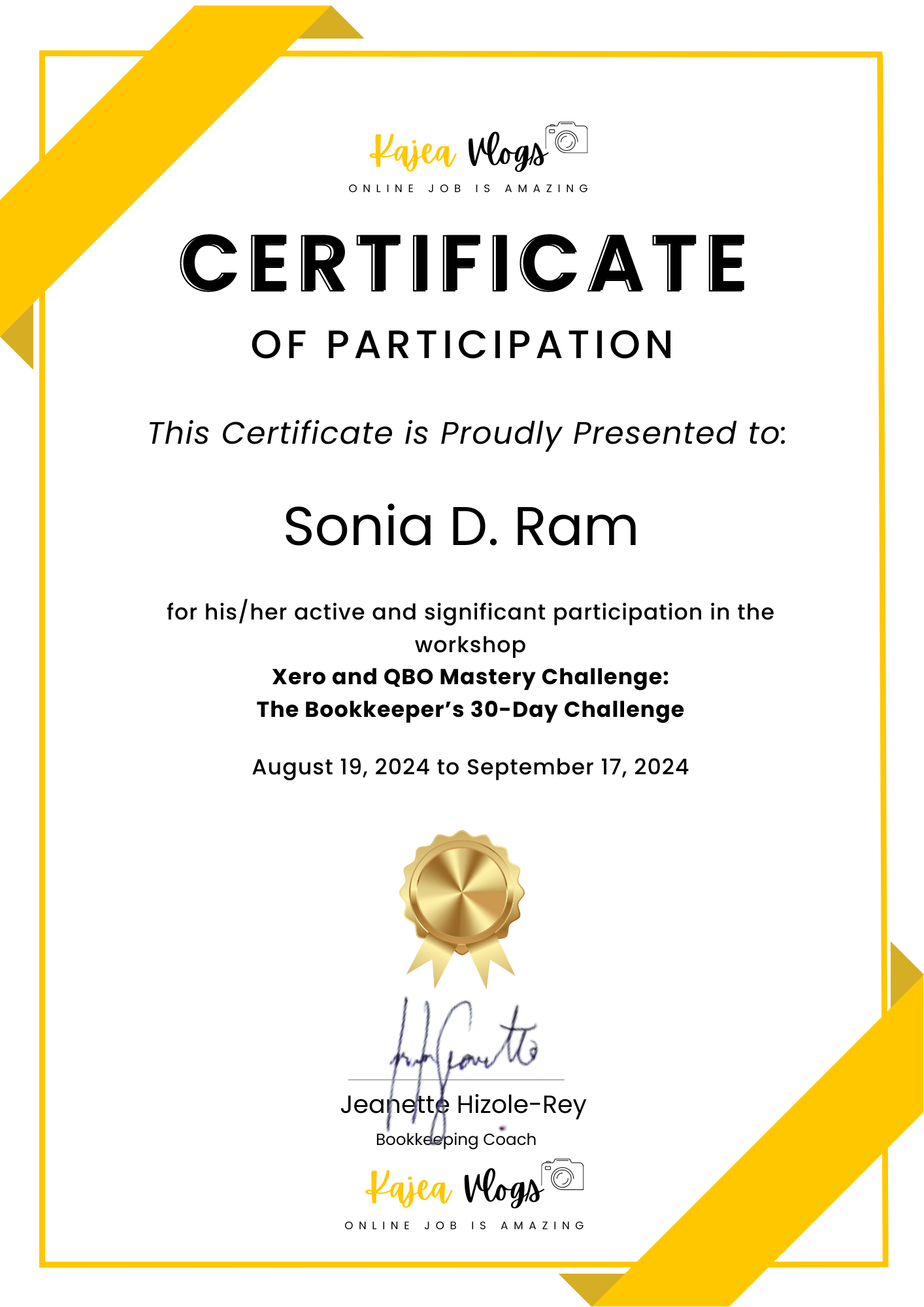 30 Days challenge Bookkeeper