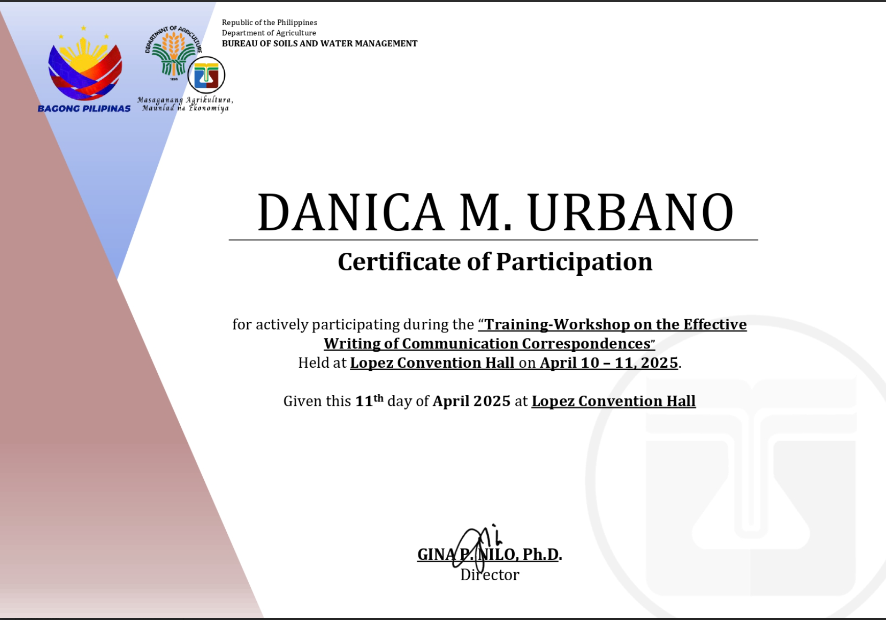 Training-Workshop on the Effective Writing of Communication Correspondences