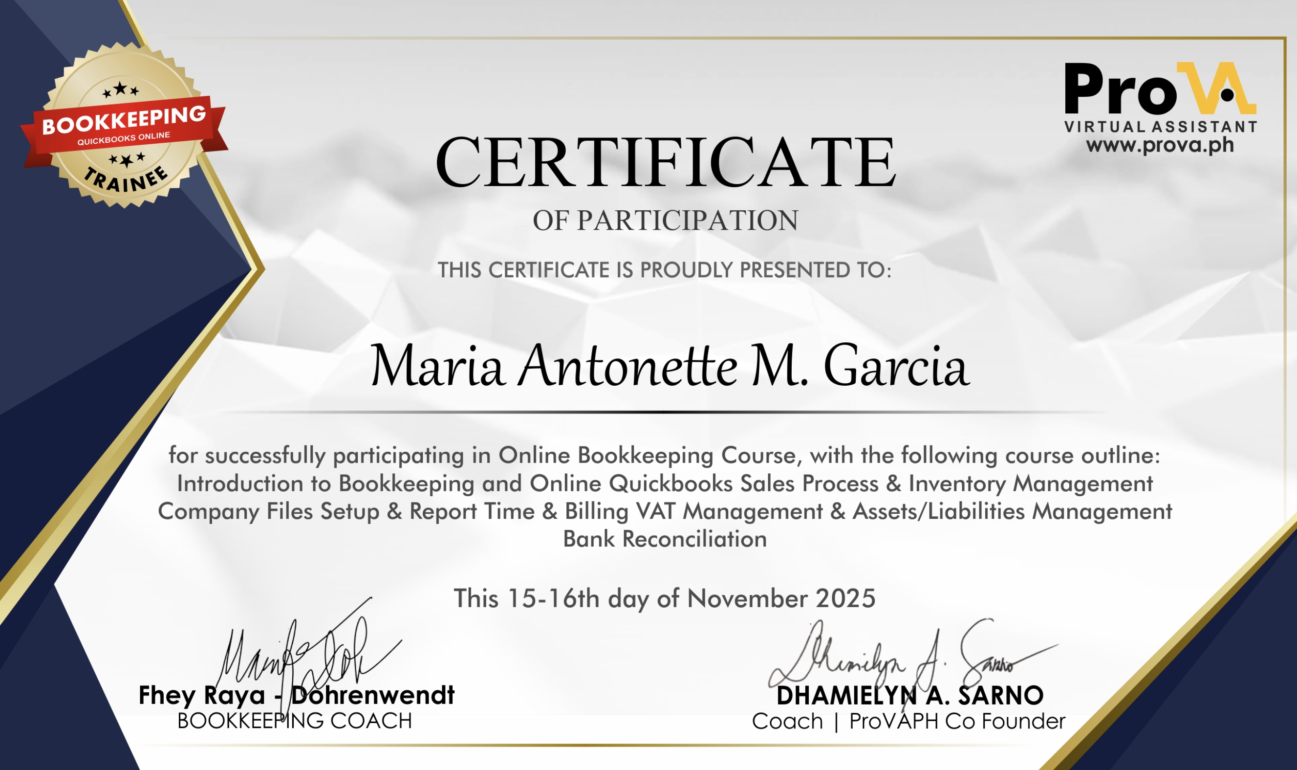 Online Bookkeeping Course