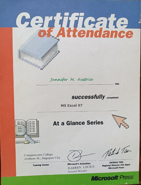MICROSOFT EXCEL CERTIFICATE