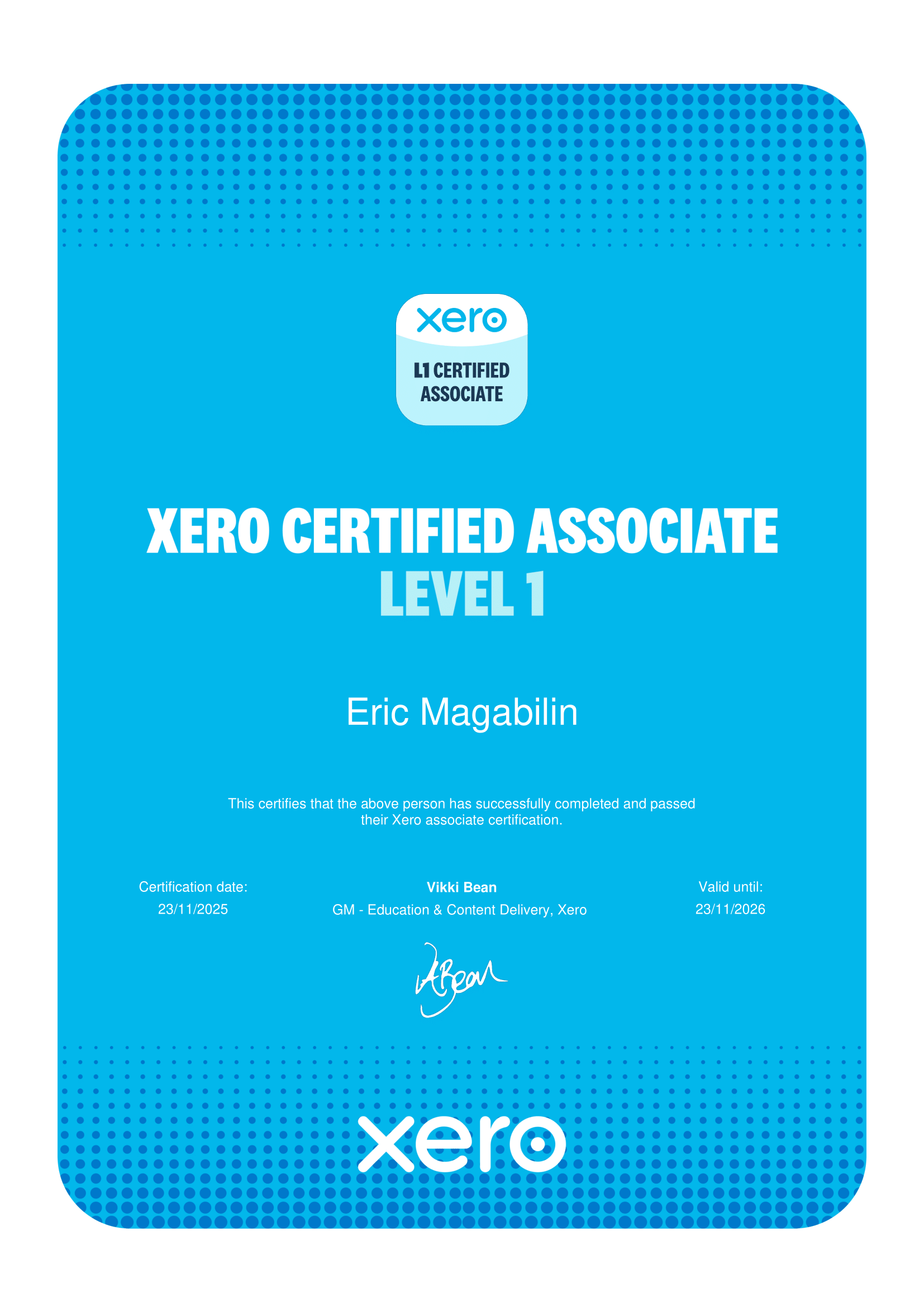 Xero Certified Lvl1