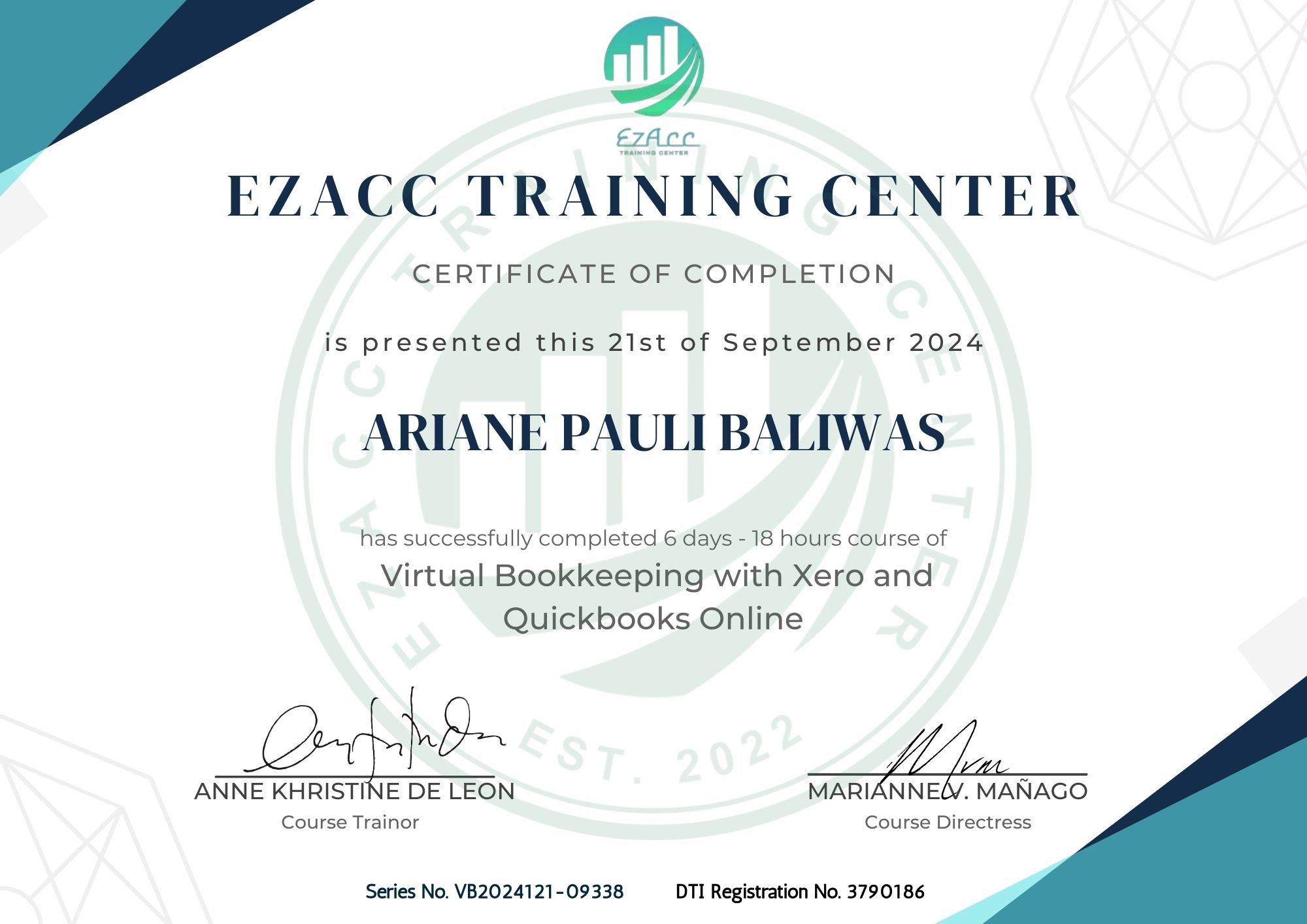 Certificate of Completion