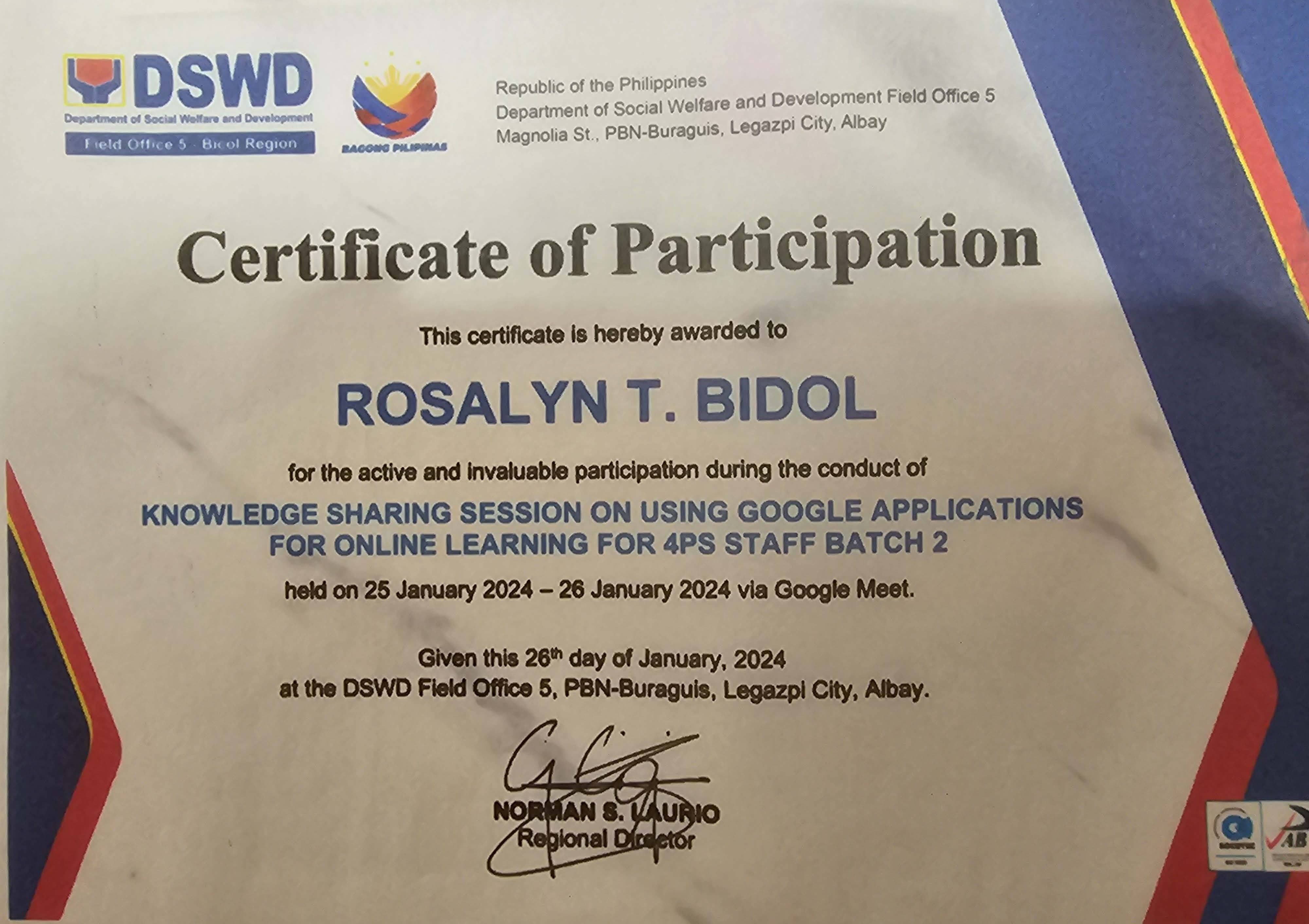 " Knowledge Sharing Session on Using Google Applications for Online Learning for 4Ps Staff Batch 2"