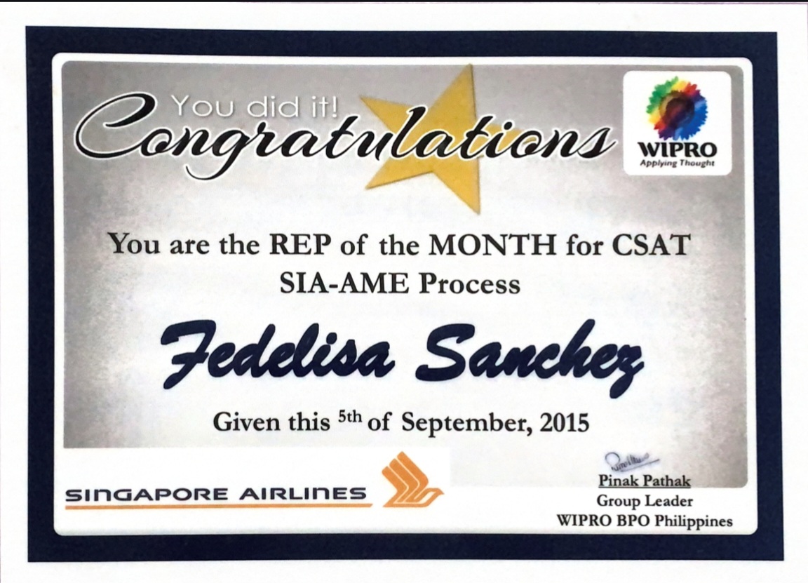 REP. of the month for CSAT