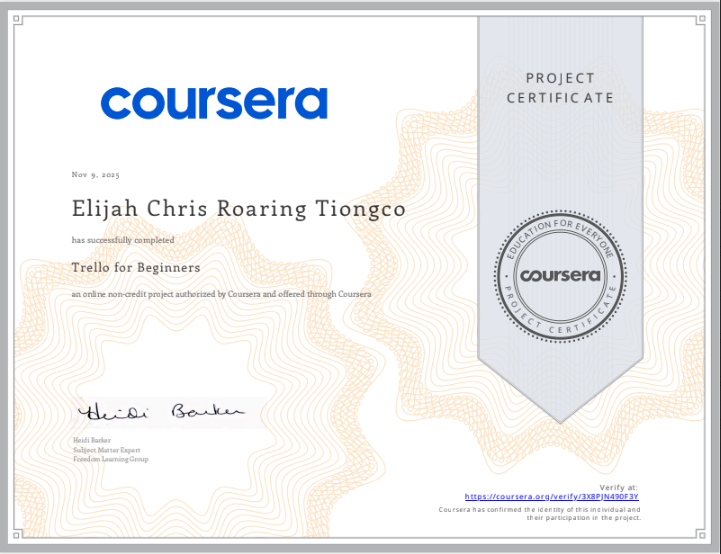 Project Certificate
