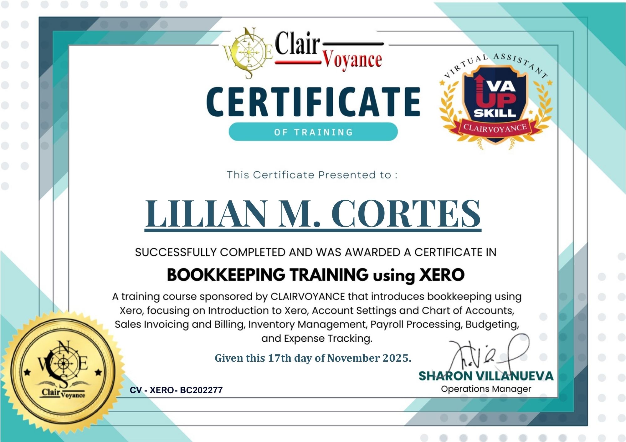 Certificate of Training