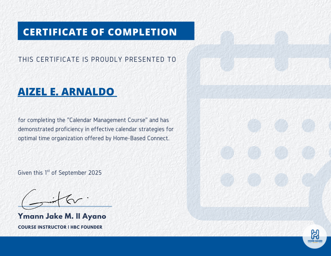 Calendar Management Course