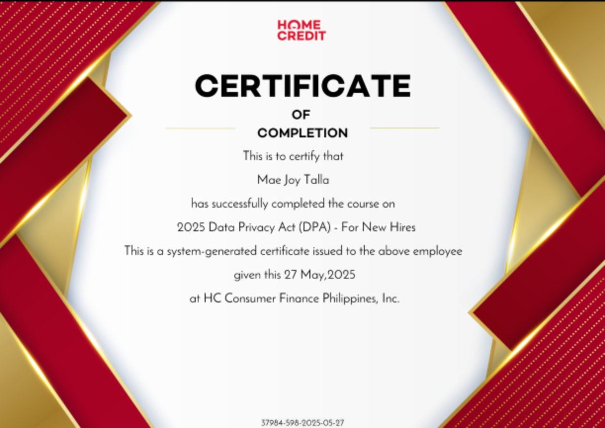 Hc Consumer Finance Inc, Certificate of Completion