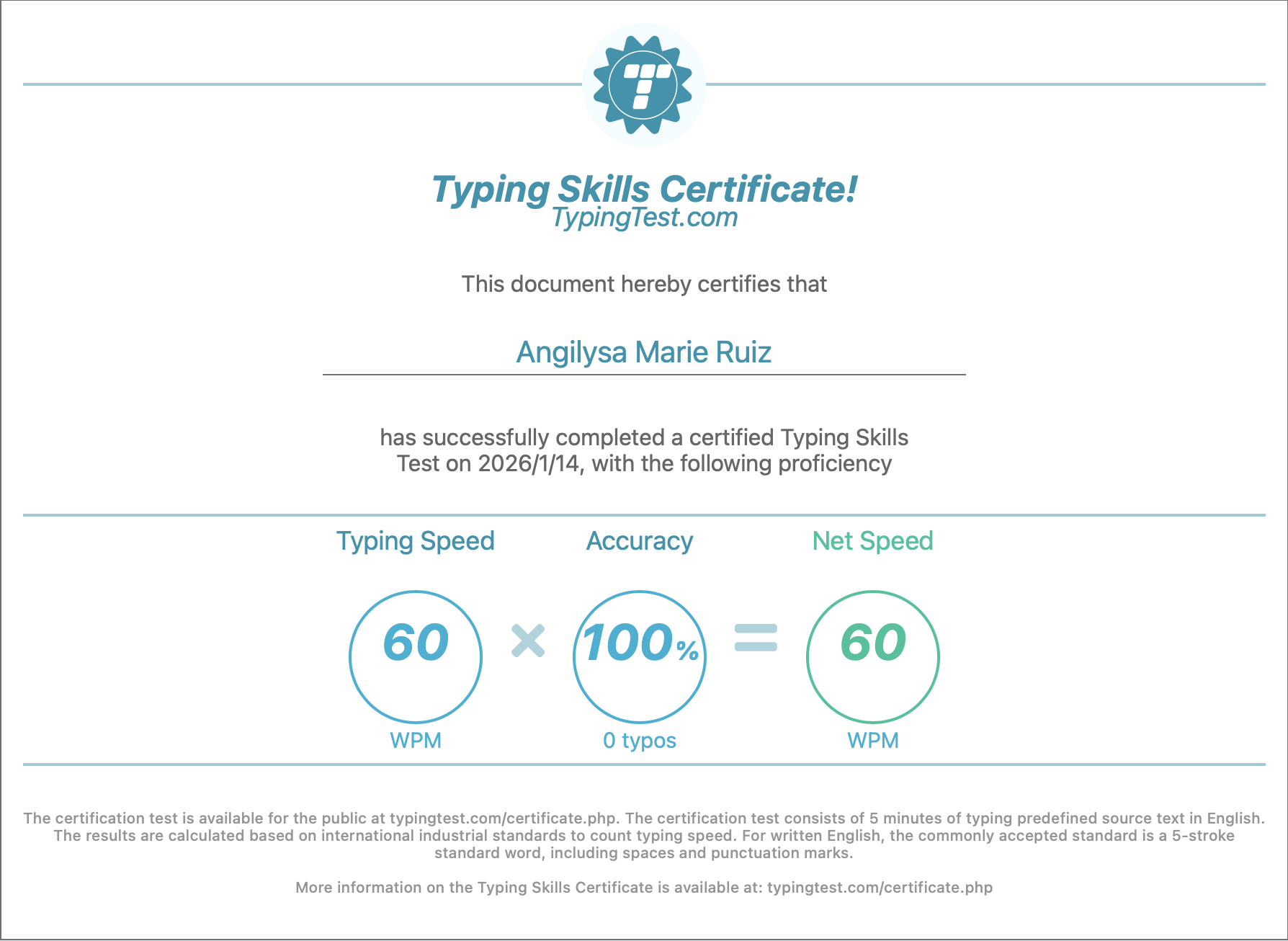 Typing Skills Certification