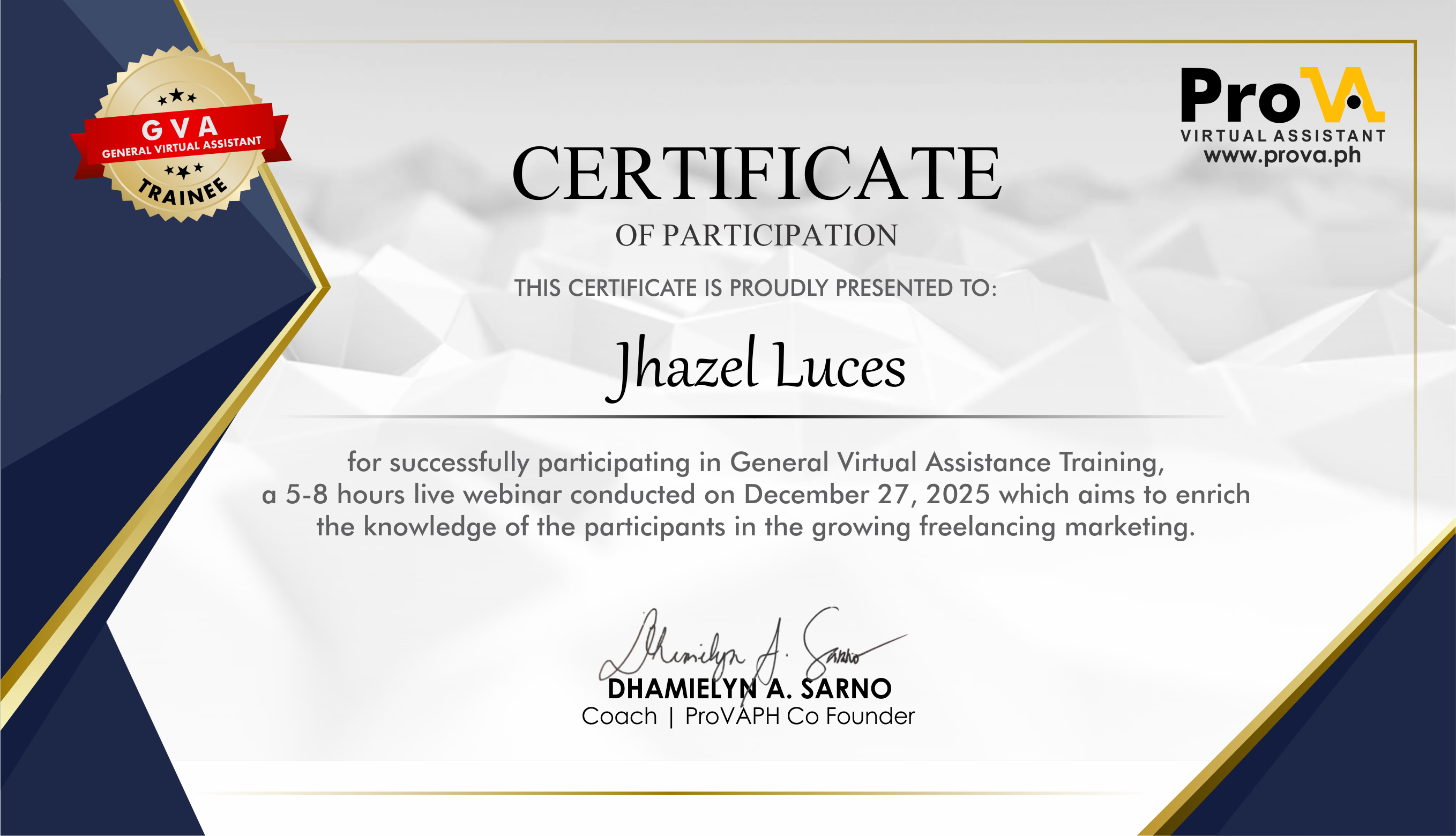 General Virtual Assistance - Training